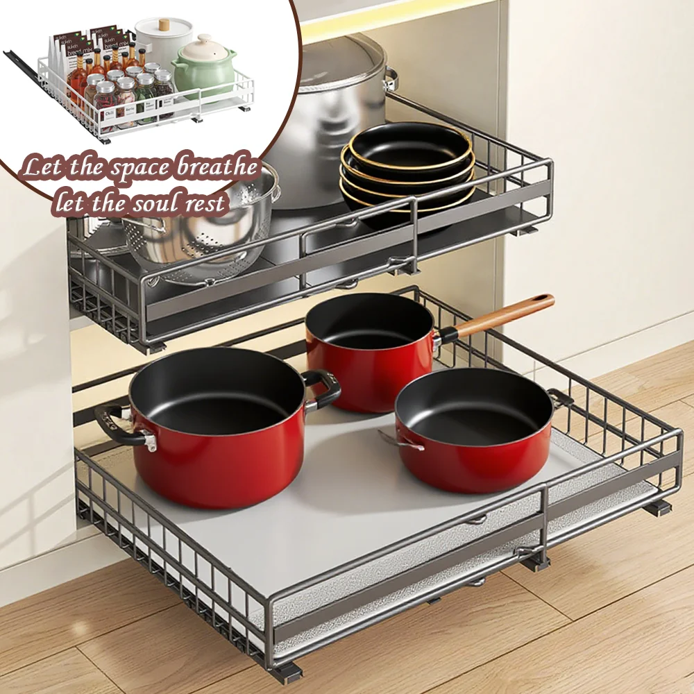 Drawer storage rack silk sliding pull-out cutlery spice bottle rack suitable for kitchens, bathrooms etc, optimizing more space
Drawer storage rack silk sliding pull-out cutlery spice bottle rack suitable for kitchens, bathrooms etc, optimizing more space