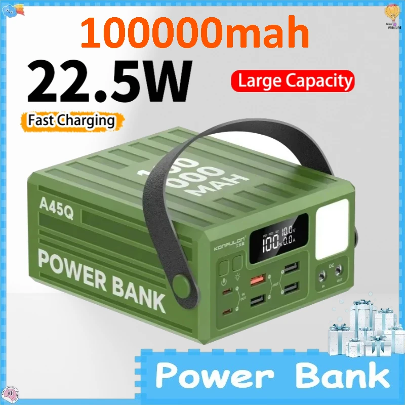 100000mAh Outdoor Camping Power Bank 22.5W Fast Charging Portable Charger External Battery for IPhone Xiaomi
100000mAh Outdoor Camping Power Bank 22.5W Fast Charging Portable Charger External Battery for IPhone Xiaomi
