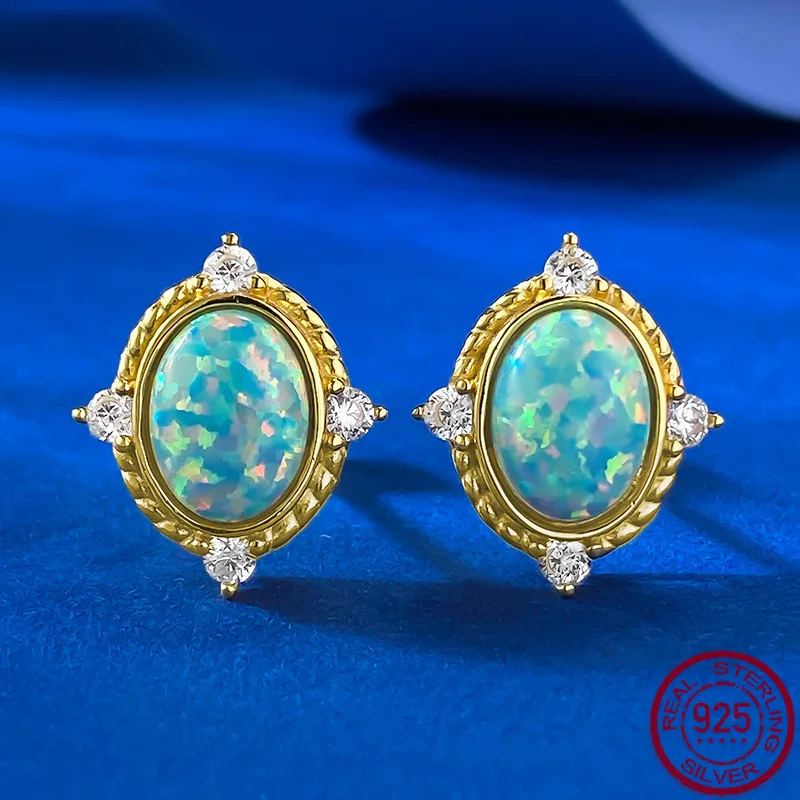 New S925 pure silver gold-plated palace style opal dreamy blue light luxury temperament earrings wedding jewelry
New S925 pure silver gold-plated palace style opal dreamy blue light luxury temperament earrings wedding jewelry
