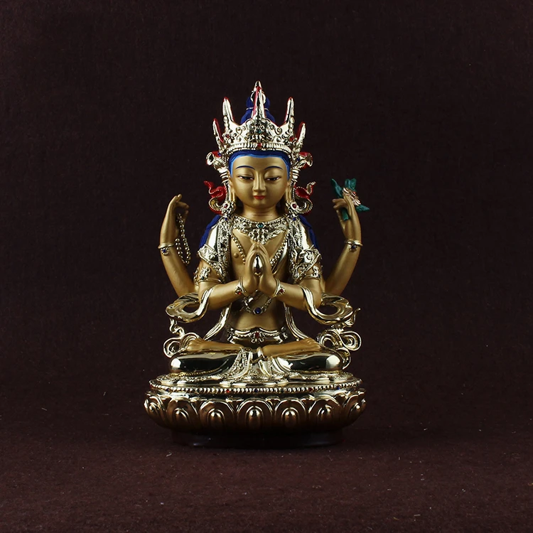 Tibetan Tantra small Buddha, resin, colour decoration, four arm Guanyin Buddha, four wall Guanyin Bodhisattva
Tibetan Tantra small Buddha, resin, colour decoration, four arm Guanyin Buddha, four wall Guanyin Bodhisattva