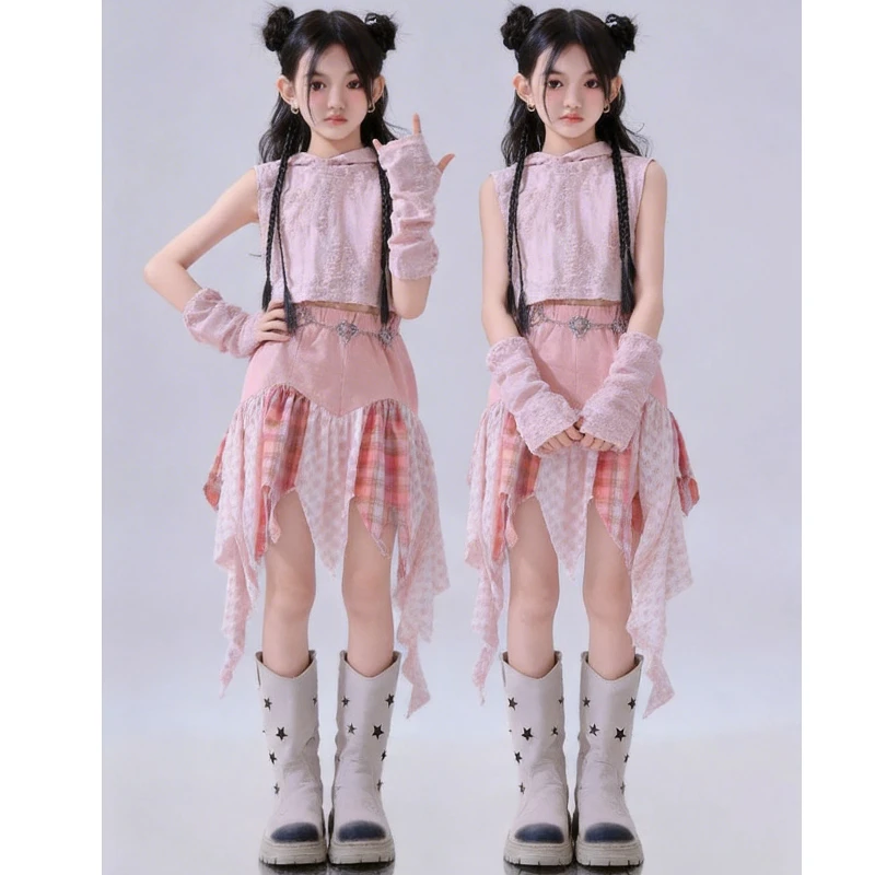 New Jazz Street Dance Costume Girls Hip Hop Clothes Pink Hooded Top Pink Petal Skirt for Child Performance Outfit Kids
New Jazz Street Dance Costume Girls Hip Hop Clothes Pink Hooded Top Pink Petal Skirt for Child Performance Outfit Kids
