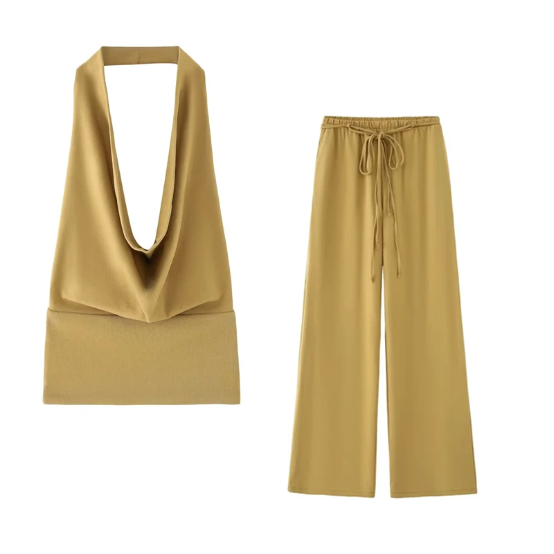 HXAO 2025 Women's Two Pieces Set Wide Leg Pants Set 2 Piece Woman Summer Halter Top Baggy Pants Sets Backless Top And Bottom Set
HXAO 2025 Women's Two Pieces Set Wide Leg Pants Set 2 Piece Woman Summer Halter Top Baggy Pants Sets Backless Top And Bottom Set