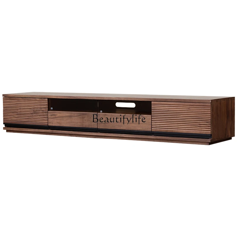 North American black walnut TV cabinet with lamp Japanese Italian solid wood floor-to-ceiling audio-visual cabinet
North American black walnut TV cabinet with lamp Japanese Italian solid wood floor-to-ceiling audio-visual cabinet
