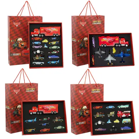 8/13/15Pcs Disney Pixar Cars 2 3 Metal Diecast błyskawica McQueen Model samochodu Zabawka Jackson Wujek Ciężarówka Chłopiec Urodziny Zabawki Prezent Pudełko