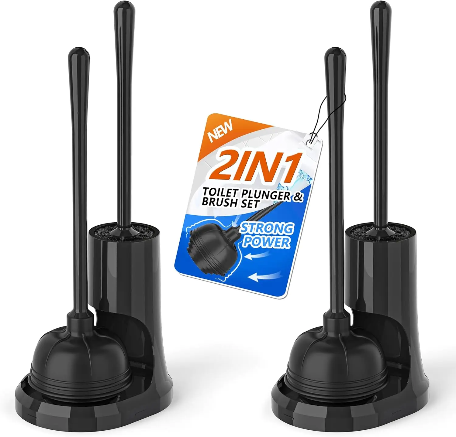 Toilet Plunger and Brush,2 Pack Bowl Brush and Heavy Duty Toilet Plunger Set with Holder, 2-in-1
Toilet Plunger and Brush,2 Pack Bowl Brush and Heavy Duty Toilet Plunger Set with Holder, 2-in-1