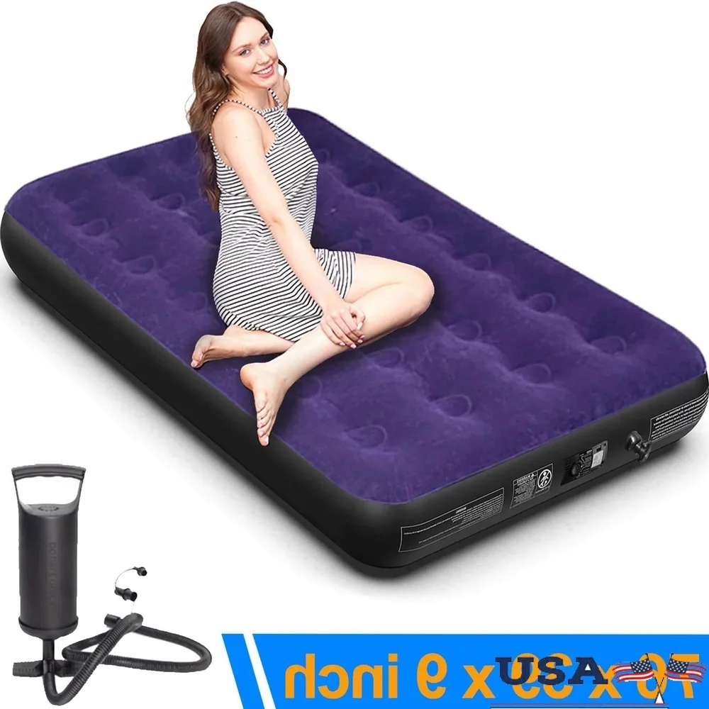 Camping Mattress Inflatable Sleeping Pad with Air Pump Portable Durable Cot Outdoor Indoor Hiking Picnic 76x39 Inches
Camping Mattress Inflatable Sleeping Pad with Air Pump Portable Durable Cot Outdoor Indoor Hiking Picnic 76x39 Inches