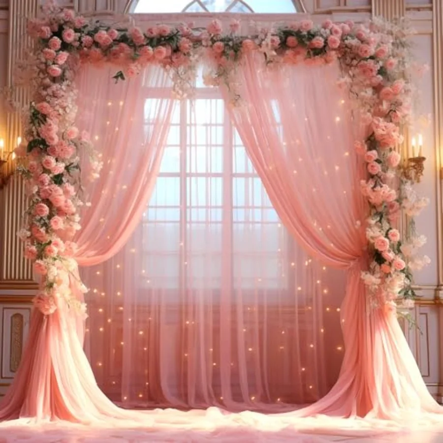 20x8ft Dusty Rose Tulle Backdrop Curtain with Lights String for Parties, Sheer Photo Backdrop Drapes for Wedding Ceremony Recep
20x8ft Dusty Rose Tulle Backdrop Curtain with Lights String for Parties, Sheer Photo Backdrop Drapes for Wedding Ceremony Recep