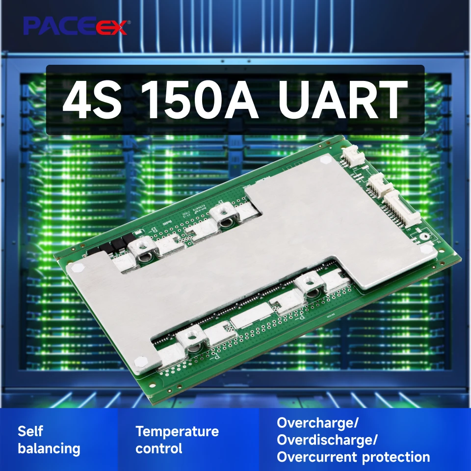 PACEex Smart BMS LiFePo4 4S 12V 150A BMS Bulid-in BT UART Series Connection Heat Temp Sensor Function
PACEex Smart BMS LiFePo4 4S 12V 150A BMS Bulid-in BT UART Series Connection Heat Temp Sensor Function