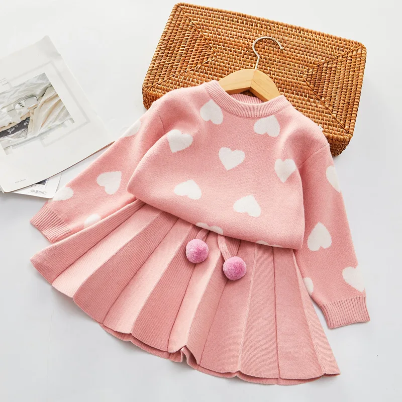 Spring Autumn Heart Sweater Set 3-8Y Baby Kids Knit Pullover and Knit Pleated Skirt Girls' Clothes Sets Children's Outfit
Spring Autumn Heart Sweater Set 3-8Y Baby Kids Knit Pullover and Knit Pleated Skirt Girls' Clothes Sets Children's Outfit