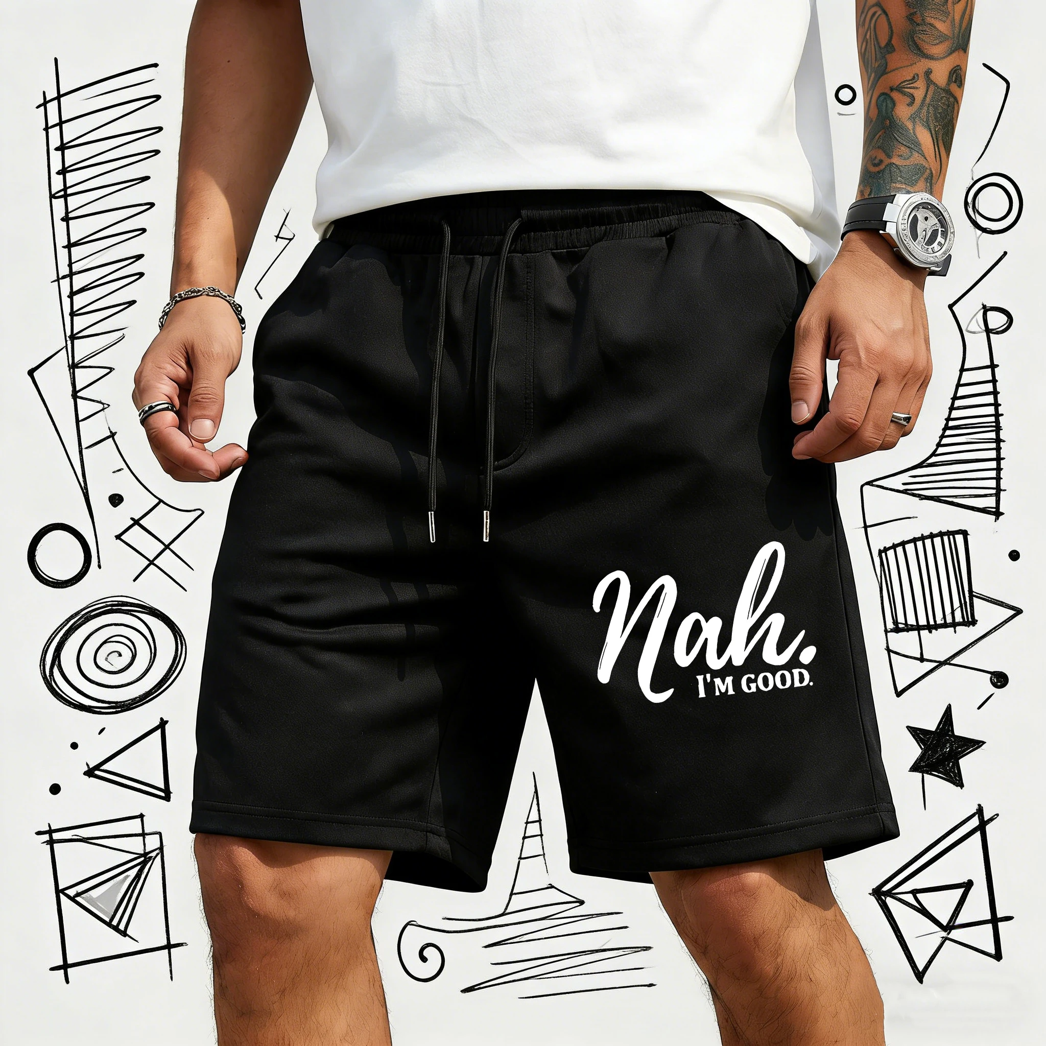 Nah I'M Good Printing Men'S Shorts Elasticity Summer Black Short Pants Gym Wide Leg Streetwear Beach Pocket Running Pant
Nah I'M Good Printing Men'S Shorts Elasticity Summer Black Short Pants Gym Wide Leg Streetwear Beach Pocket Running Pant