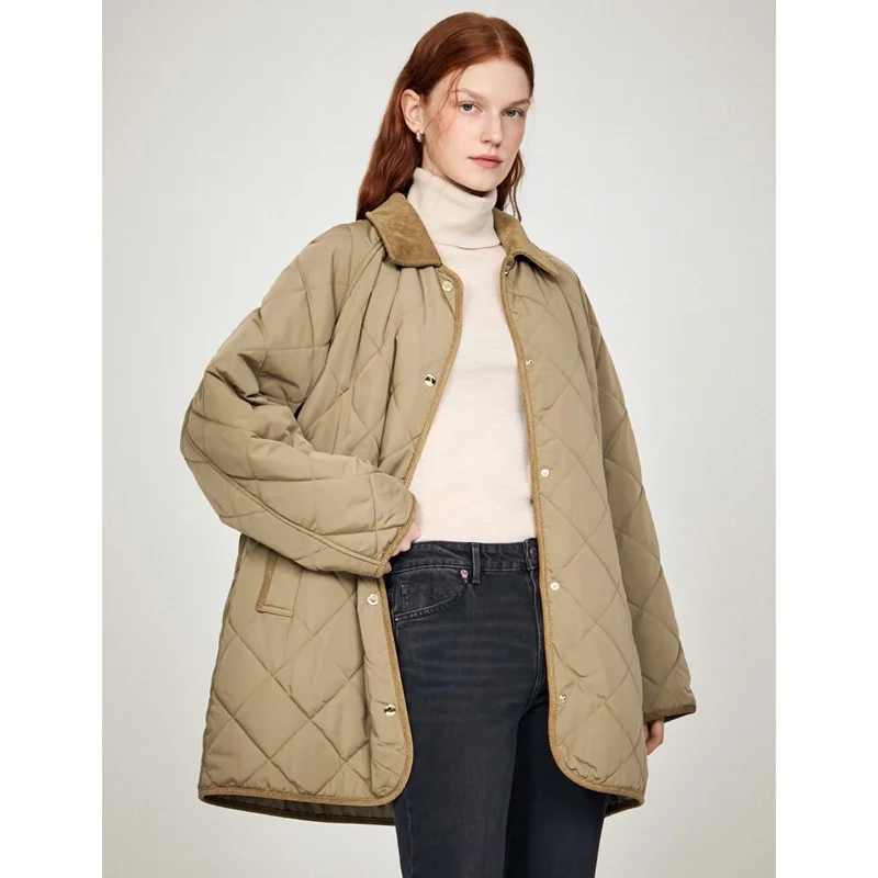 Versatile Vintage Cotton Jaet Women's Double-Sided Wear Corduroy Collar Quilted Diamond Stitch Regular Thin Long Sve
Versatile Vintage Cotton Jaet Women's Double-Sided Wear Corduroy Collar Quilted Diamond Stitch Regular Thin Long Sve
