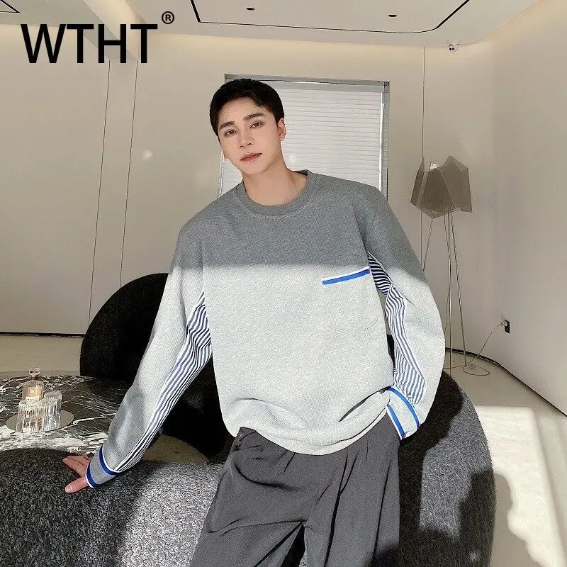 WTHT модные мужские контрастные полосатые футболки в корейском стиле, модные топы с круглым вырезом и короткими рукавами, мужские топы, лето 2023, 2A1030
WTHT модные мужские контрастные полосатые футболки в корейском стиле, модные топы с круглым вырезом и короткими рукавами, мужские топы, лето 2023, 2A1030