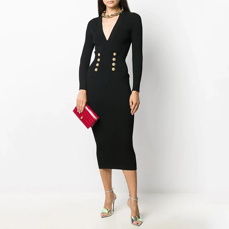 Temperament V-neck knitted skirt commuter high-waisted autumn/winter wool slim-fit base dress
Temperament V-neck knitted skirt commuter high-waisted autumn/winter wool slim-fit base dress
