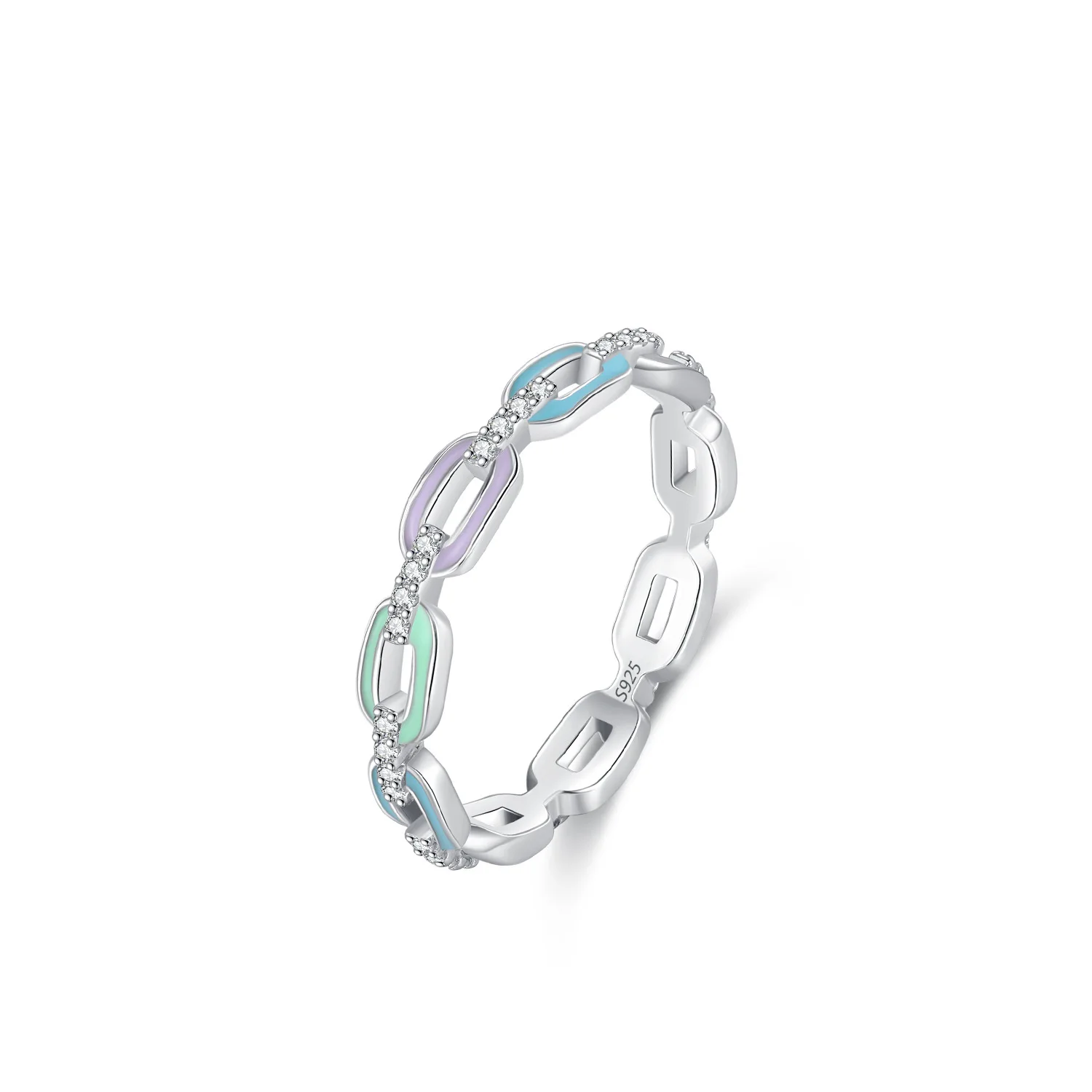 925 Sterling Silver Enamel Connected in Circles Finger Ring Stacked CZ European For Women Birthday Party Wedding Gift Jewelry
925 Sterling Silver Enamel Connected in Circles Finger Ring Stacked CZ European For Women Birthday Party Wedding Gift Jewelry