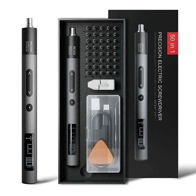 Набор прецизионных электрических отверток 50 в 1 с зарядкой Type-C, светодиодной подсветкой, беспроводной, для ремонта, с битами Phillips, Torx, магнитными
Набор прецизионных электрических отверток 50 в 1 с зарядкой Type-C, светодиодной подсветкой, беспроводной, для ремонта, с битами Phillips, Torx, магнитными