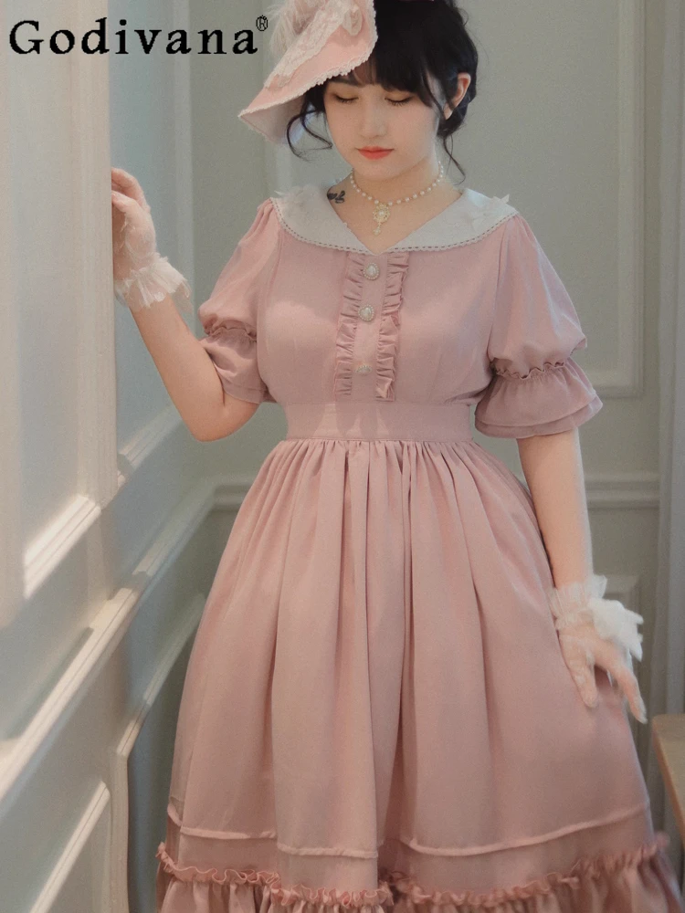 Lolita Peter Pan Collar Sweet Ruffles Vintage High Waist French Dress Fashion Age Reduction A-line Big Swing Princess Dresses
Lolita Peter Pan Collar Sweet Ruffles Vintage High Waist French Dress Fashion Age Reduction A-line Big Swing Princess Dresses