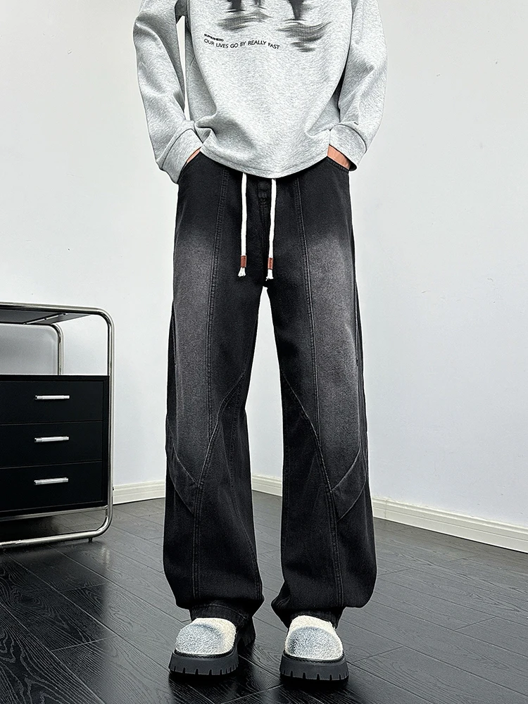 American Style Men's Jeans Drawstring Wide Leg Pants Deconstructed Design Straight Leg Long Trousers for Autumn Season
American Style Men's Jeans Drawstring Wide Leg Pants Deconstructed Design Straight Leg Long Trousers for Autumn Season