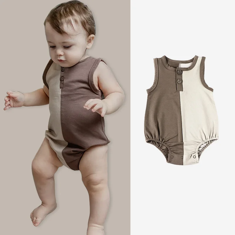 Baby Boy Girl's Sleeveless Romper Front Button Opening Bodysuits Unisex Cute Colorblock Outfit Summer Bubble Jumpsuits Outerwear
Baby Boy Girl's Sleeveless Romper Front Button Opening Bodysuits Unisex Cute Colorblock Outfit Summer Bubble Jumpsuits Outerwear