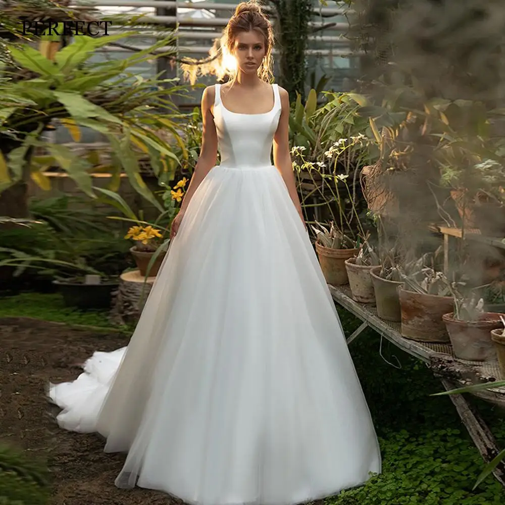 Simple Square Neck A-Line Wedding Dress For Women Elegant Sleeveless Backless Bridal Gowns Court Train robe de mariée
Simple Square Neck A-Line Wedding Dress For Women Elegant Sleeveless Backless Bridal Gowns Court Train robe de mariée