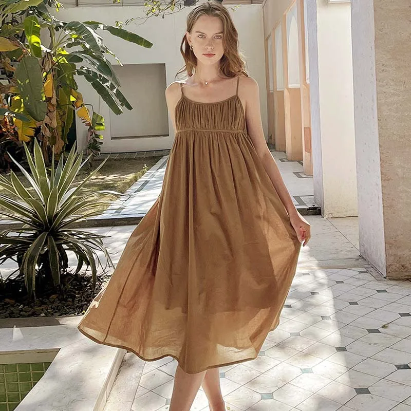 TEELYNN Backless Sleeveless Strap Dresses for Women Casual Solid 100% Cotton Long Summer Dress Loose A-Line Boho Beach Vestidos
TEELYNN Backless Sleeveless Strap Dresses for Women Casual Solid 100% Cotton Long Summer Dress Loose A-Line Boho Beach Vestidos