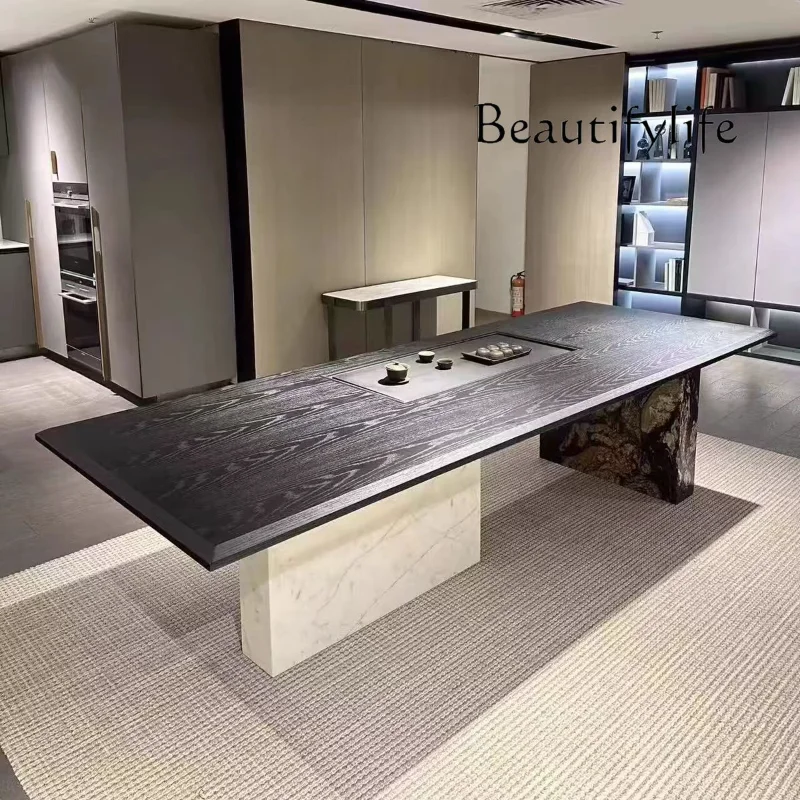 New Chinese solid wood tea table and chair combination modern light luxury rock slab tea table villa office tea table
New Chinese solid wood tea table and chair combination modern light luxury rock slab tea table villa office tea table