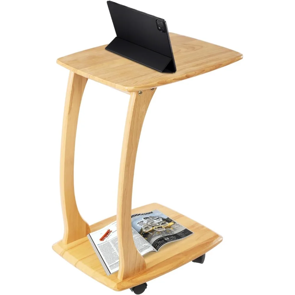 Solid Wood End Table, C-Shaped End Table, Small Side Table with Rolling Wheels, Couch Side Table, for Small Space, Living Room
Solid Wood End Table, C-Shaped End Table, Small Side Table with Rolling Wheels, Couch Side Table, for Small Space, Living Room