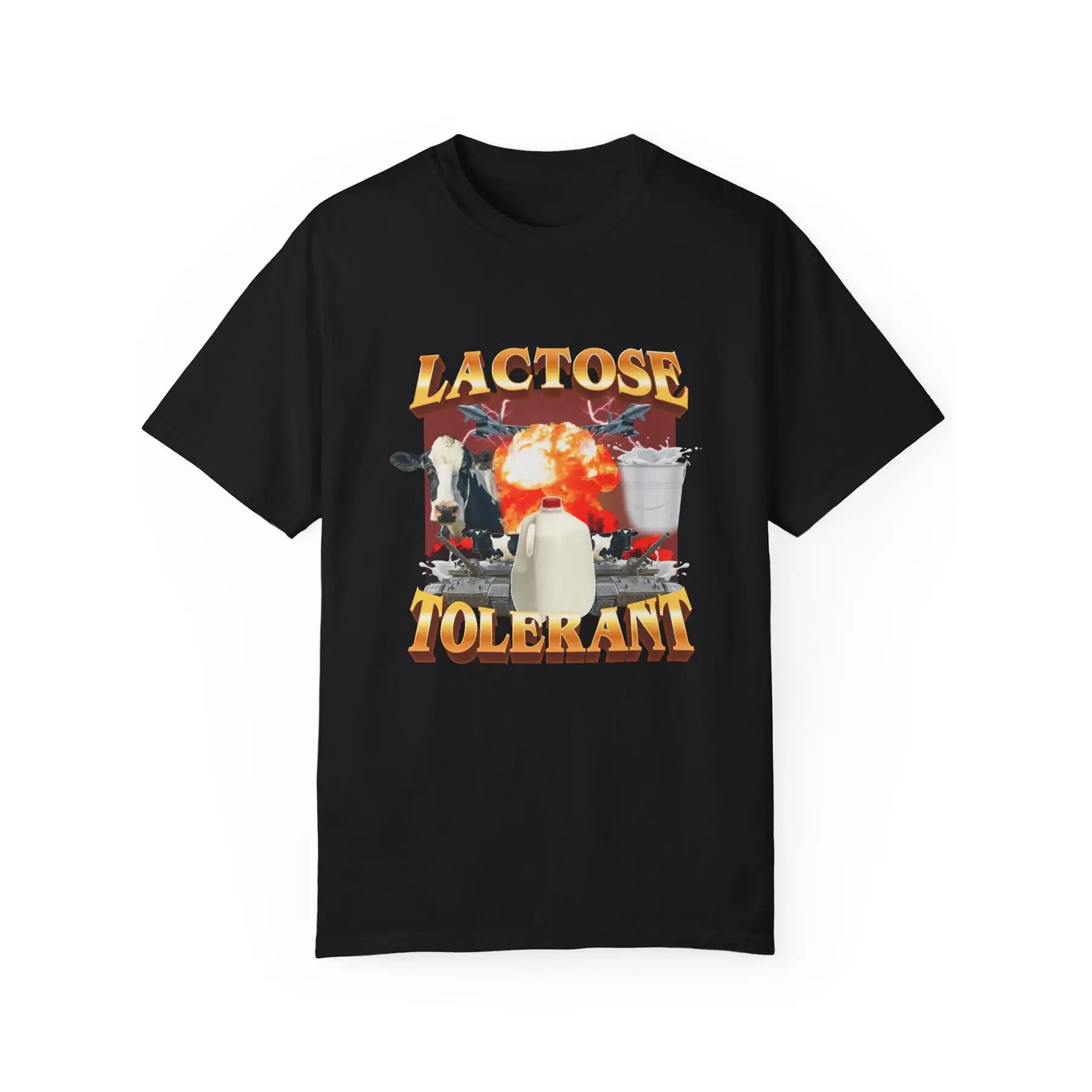Lactose Tolerant T-Shirt Funny Milk Explosion Print Tee Unisex Cotton Short Sleeve Top Dairy Lover Gag Gift Humor Tee
Lactose Tolerant T-Shirt Funny Milk Explosion Print Tee Unisex Cotton Short Sleeve Top Dairy Lover Gag Gift Humor Tee