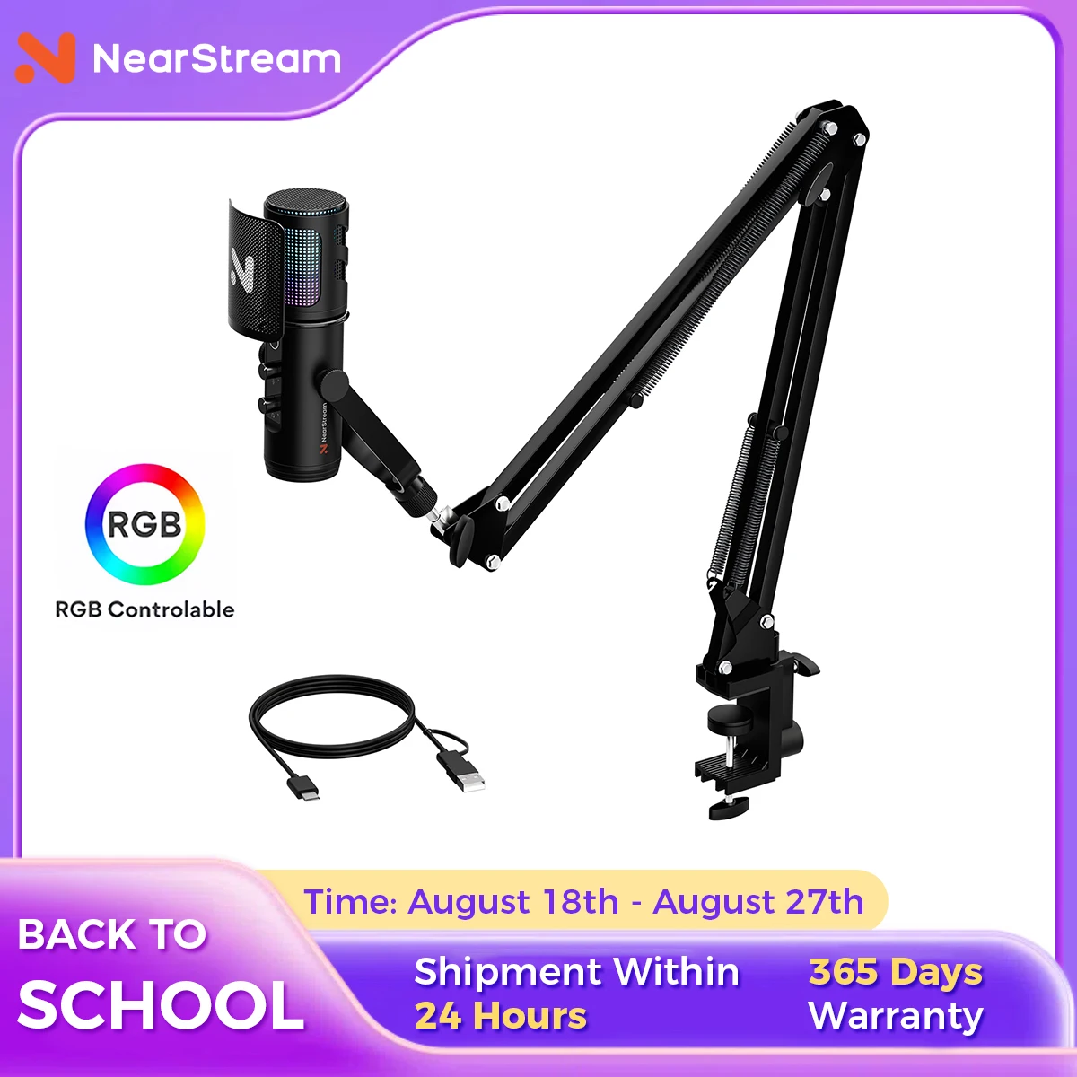 NearStream USB/XLR Condenser Micro Gaming Microphone with 8 RGB Modes Lighting,Boom Arm for Streaming on PC/PS5,Gamer Microphone
NearStream USB/XLR Condenser Micro Gaming Microphone with 8 RGB Modes Lighting,Boom Arm for Streaming on PC/PS5,Gamer Microphone