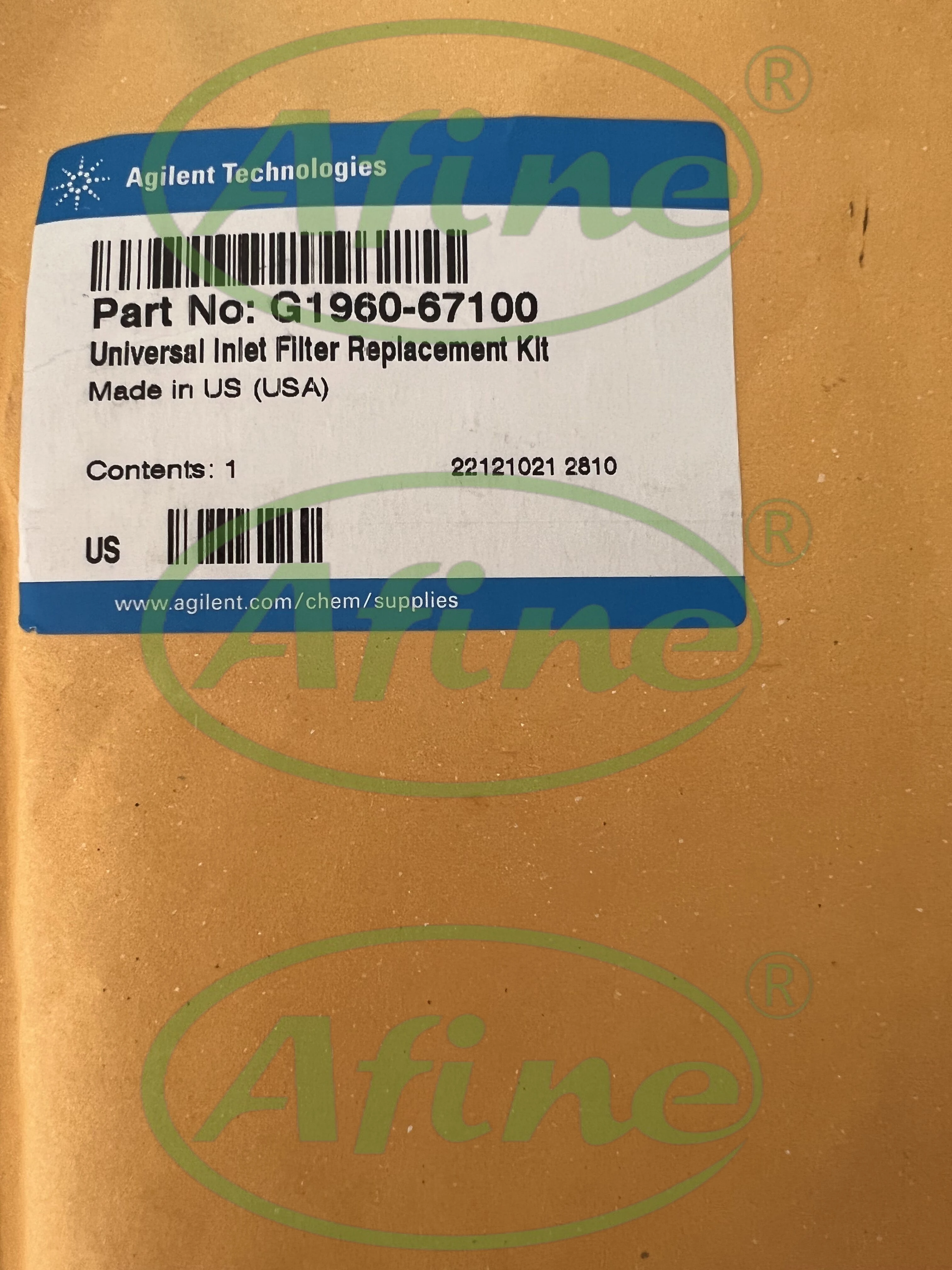 AFINE Agilent (G1960-67100), Fittings & Hardware for Universal Inlet Filter Replacement
AFINE Agilent (G1960-67100), Fittings & Hardware for Universal Inlet Filter Replacement