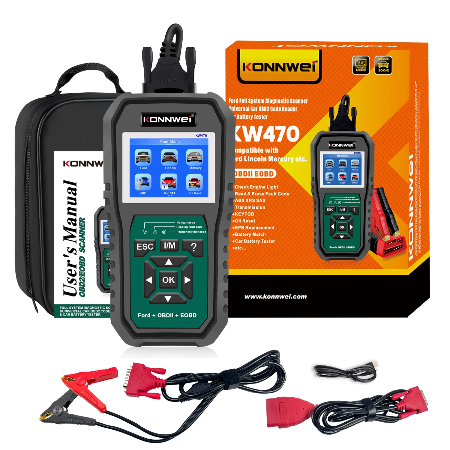 KW470 Professional OBD2 Scanner Special Functions ABS Airbag Fault Code Reader Car Diagnostic Scan Tool for Ford
KW470 Professional OBD2 Scanner Special Functions ABS Airbag Fault Code Reader Car Diagnostic Scan Tool for Ford
