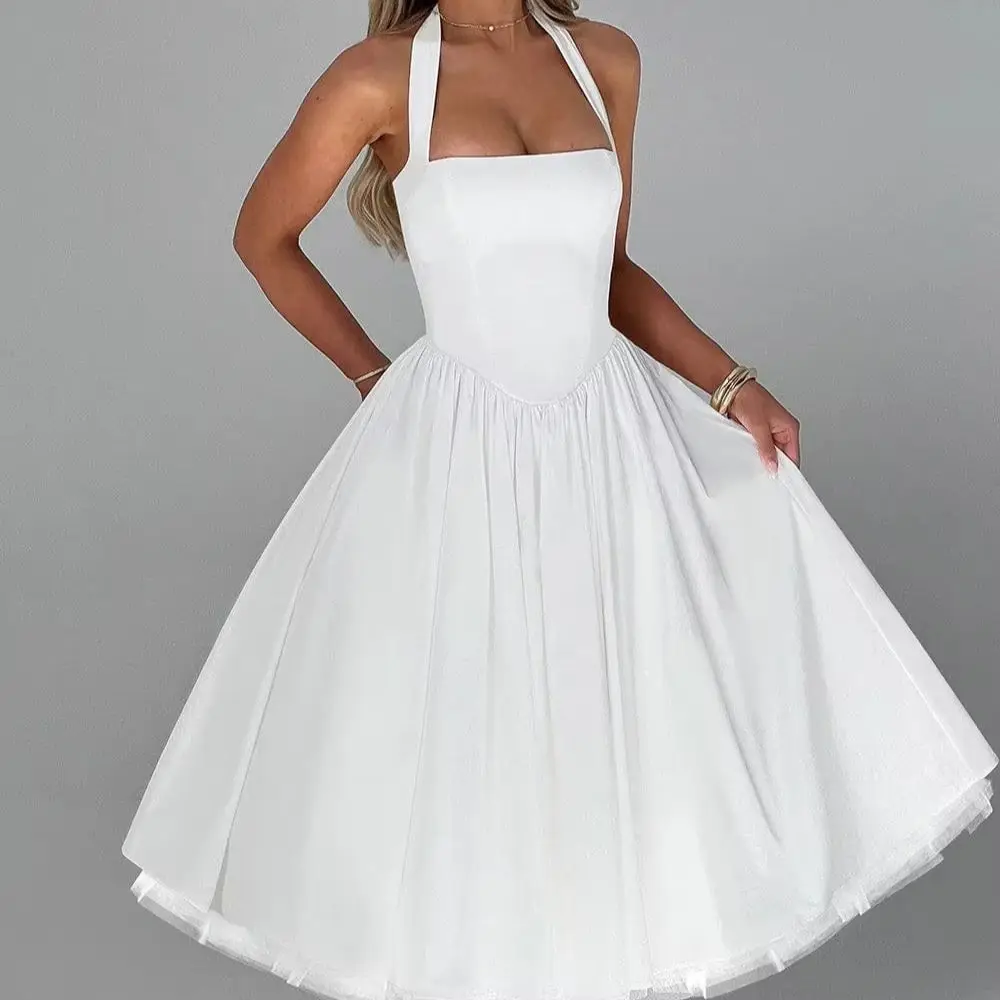 Women's Casual Dresses Boho White Halter Neck Corset Midi Dress Backless Up Bow Dress Formal Evening Dresses for Women
Women's Casual Dresses Boho White Halter Neck Corset Midi Dress Backless Up Bow Dress Formal Evening Dresses for Women