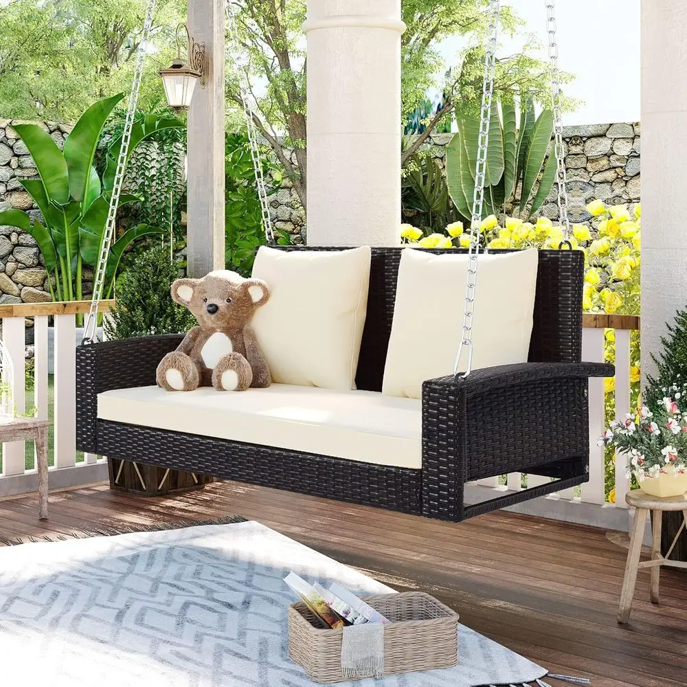 2-Seater Wicker Swing with Cushion and Pillows, Outdoor Hanging Bench for Garden, Courtyard, Lawn, and Balcony (Brown)
2-Seater Wicker Swing with Cushion and Pillows, Outdoor Hanging Bench for Garden, Courtyard, Lawn, and Balcony (Brown)