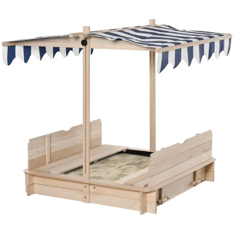 Outsunny Covered Sandbox, Wooden,with Cover Adjustable Canopy, Detachable Seats and Backrests, Kids Sandbox with Convertible Bench Seat, Bottom Liner, Natural Blue
Outsunny Covered Sandbox, Wooden,with Cover Adjustable Canopy, Detachable Seats and Backrests, Kids Sandbox with Convertible Bench Seat, Bottom Liner, Natural Blue