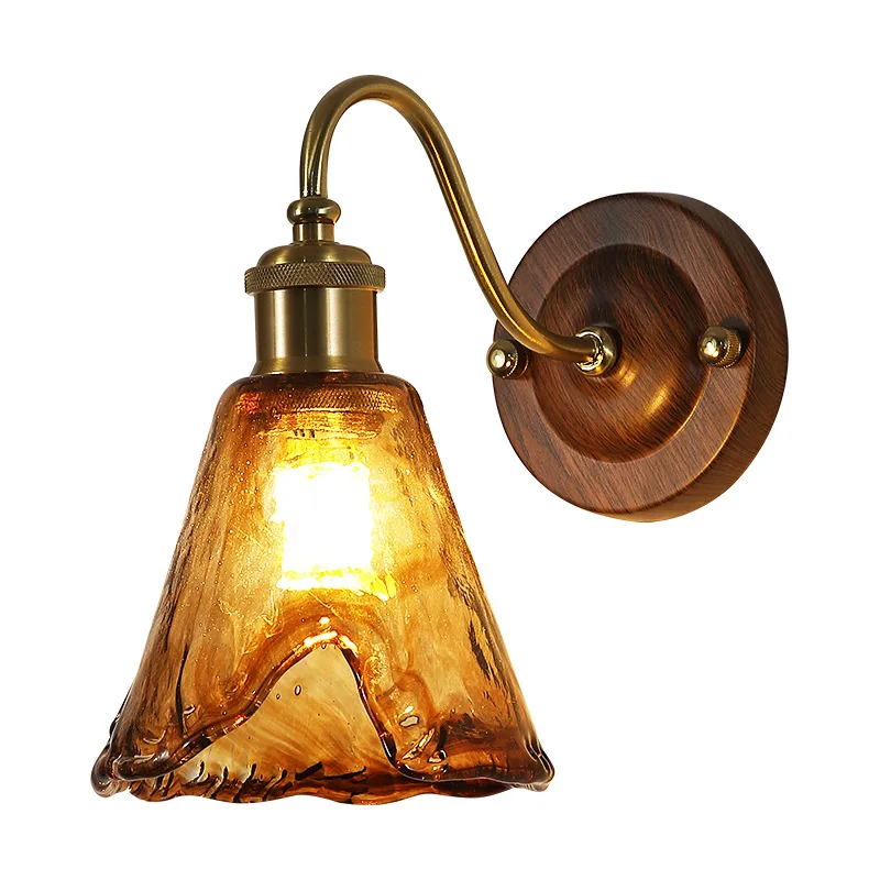 Medieval style retro bedside aisle porch dining room wall lamp American bedroom atmosphere amber glass cloakroom lamp 
Medieval style retro bedside aisle porch dining room wall lamp American bedroom atmosphere amber glass cloakroom lamp
