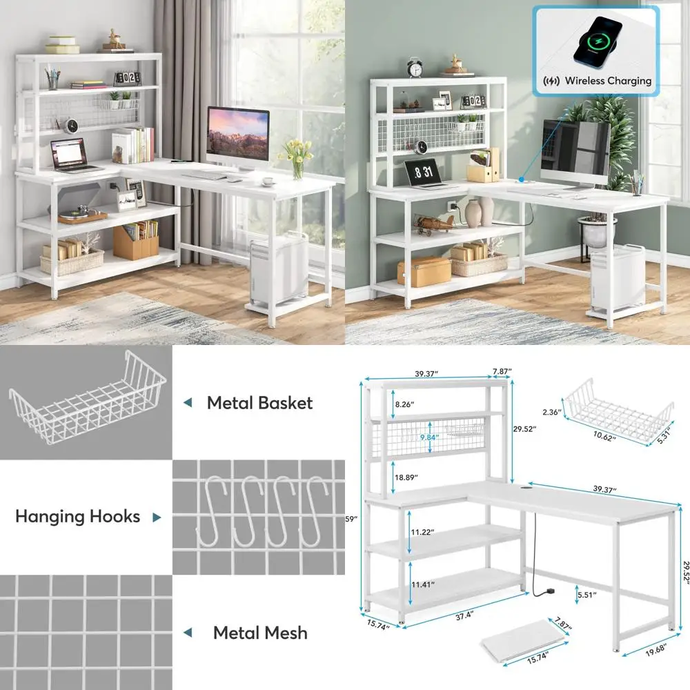 55-inch Large Computer Desk with Wireless Charging and 5 Storage Shelves, Ideal for Home Office, Study, and Writing
55-inch Large Computer Desk with Wireless Charging and 5 Storage Shelves, Ideal for Home Office, Study, and Writing