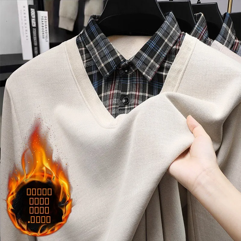 Мужской утепленный вязаный свитер из флиса, зимний теплый базовый слой, рубашка в клетку большого размера, цельный вельветовый мужской вязаный свитер
Мужской утепленный вязаный свитер из флиса, зимний теплый базовый слой, рубашка в клетку большого размера, цельный вельветовый мужской вязаный свитер