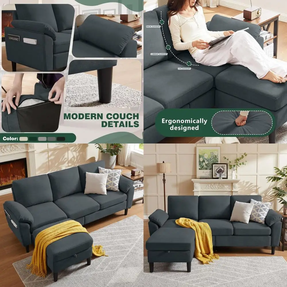 80 Convertible Sectional Sofa, Small L-Shaped 3-Seat Couch with Reversible Storage Chaise, Polyester Fabric, Ideal for Living Ro
80 Convertible Sectional Sofa, Small L-Shaped 3-Seat Couch with Reversible Storage Chaise, Polyester Fabric, Ideal for Living Ro
