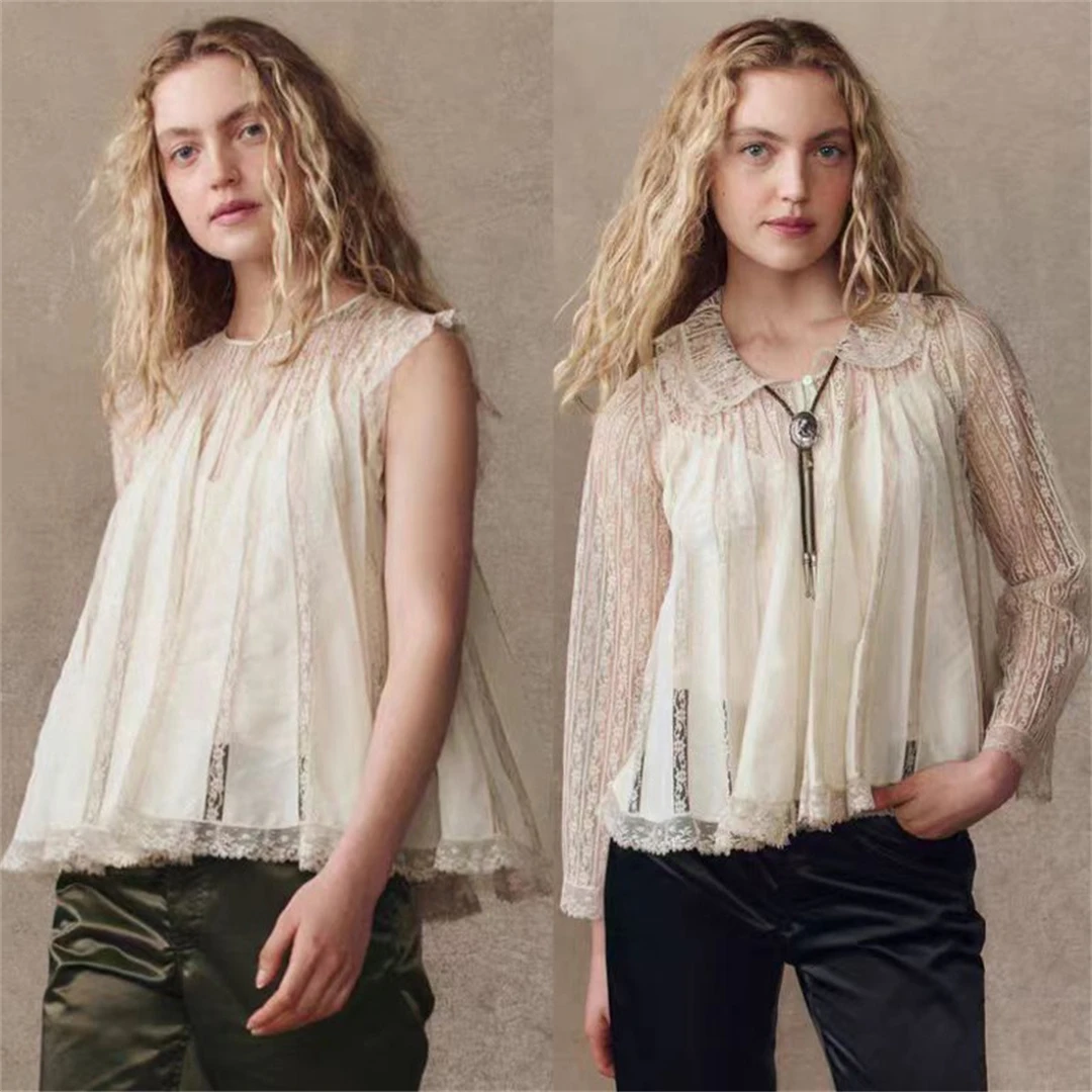 Buyer Recommended New York TG Lace Shirt Spring Doll Collar Thin Mesh See through Blouse French Style Loose Fit Long Sleeve
Buyer Recommended New York TG Lace Shirt Spring Doll Collar Thin Mesh See through Blouse French Style Loose Fit Long Sleeve