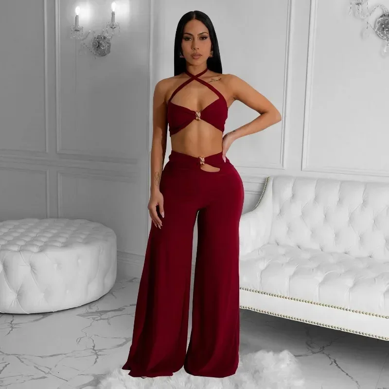 GUWU Women's Set Halter Cross Top + Wide Leg Long Pants Suit Spring Sexy Night Party Two 2 Piece Sets Outfits Streetwear
GUWU Women's Set Halter Cross Top + Wide Leg Long Pants Suit Spring Sexy Night Party Two 2 Piece Sets Outfits Streetwear