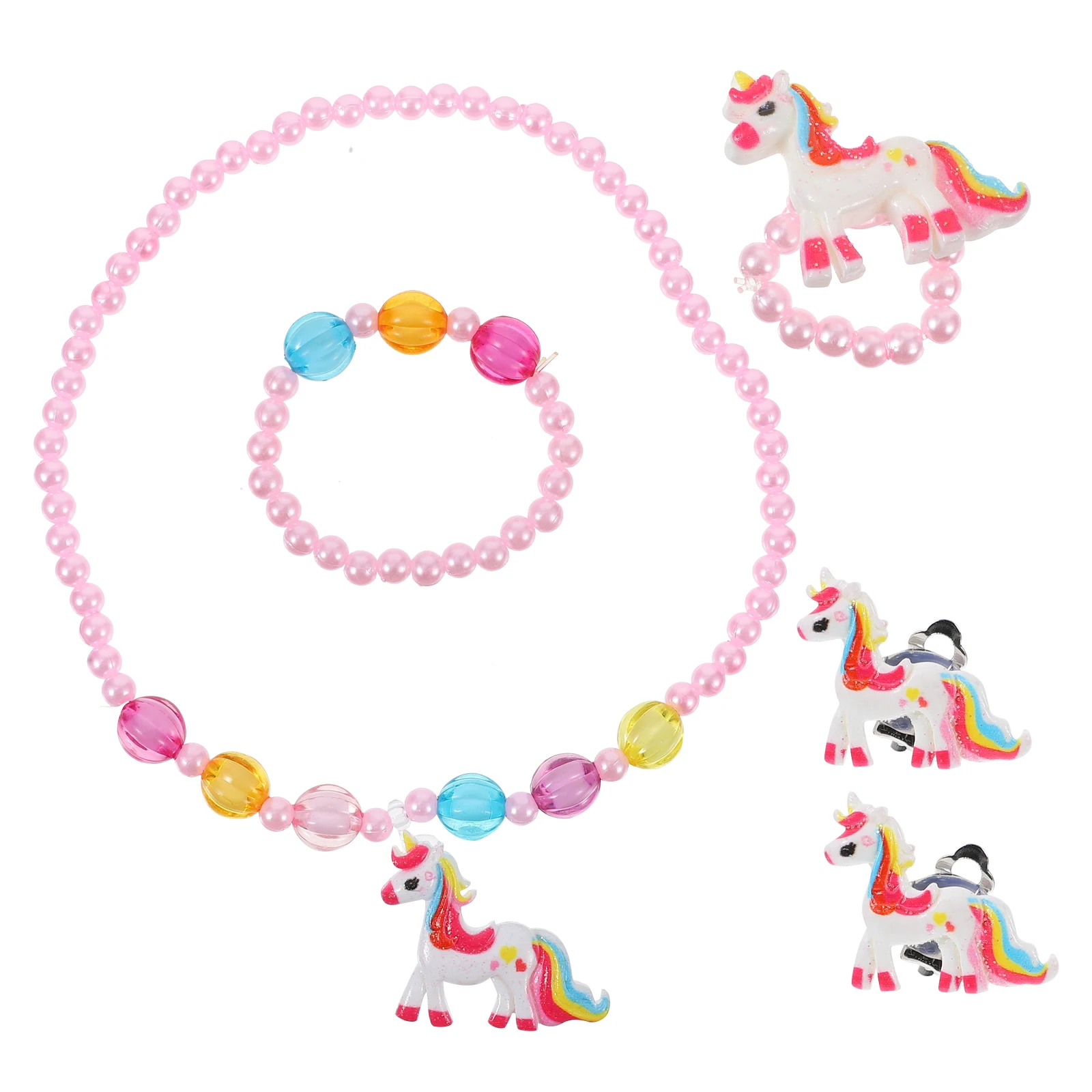 1 set Children Jewelry Set Girl Unicorn Rainbow Necklace Beaded Bracelet Earrings Little Ring Fashion Gift Kids
1 set Children Jewelry Set Girl Unicorn Rainbow Necklace Beaded Bracelet Earrings Little Ring Fashion Gift Kids
