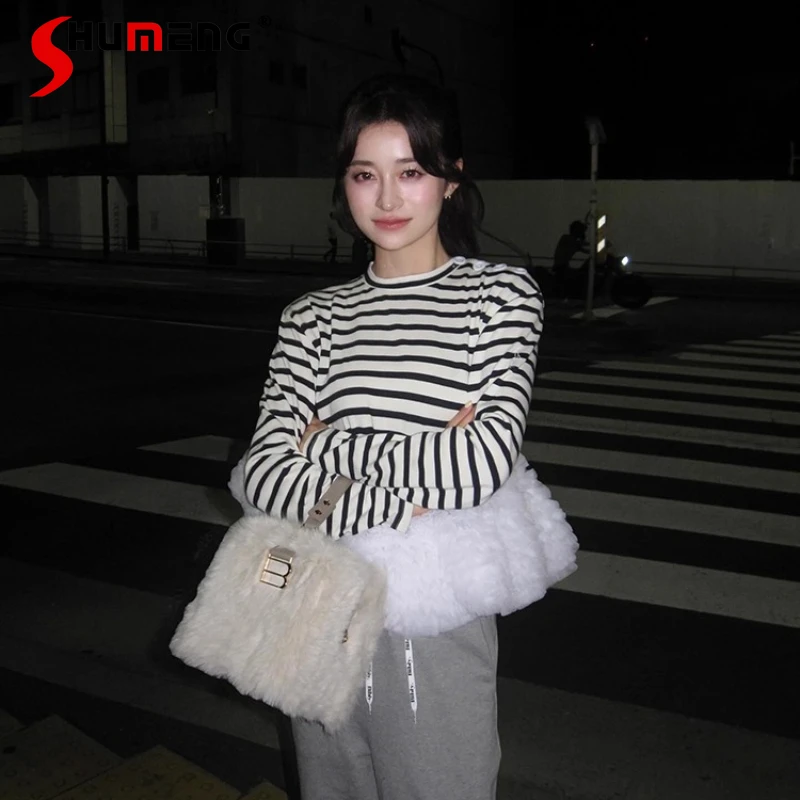 2025 New Japanese Sweet Mesh Patchwork Striped Long Sleeve T-Shirt Spring Autumn Girl's Women's Loose Striped Pullover Tops
2025 New Japanese Sweet Mesh Patchwork Striped Long Sleeve T-Shirt Spring Autumn Girl's Women's Loose Striped Pullover Tops