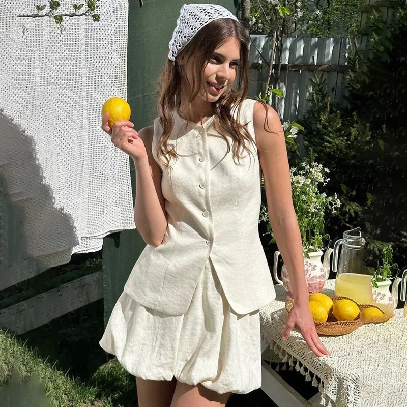 Tuularose Summer Skirt 2-Piece Set Fashion Fitted Vest Top Sexy Ruched Skirt Sets New Vacation Casual Party Women's Dress Sets
Tuularose Summer Skirt 2-Piece Set Fashion Fitted Vest Top Sexy Ruched Skirt Sets New Vacation Casual Party Women's Dress Sets