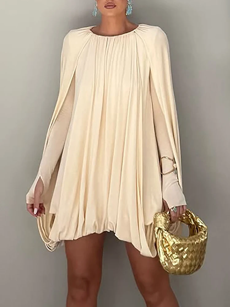 Fashion High Waist Commuting Short Dress Ladies O-neck Autumn Party Dress Simple Solid Color Pleated Design Mini Dress Vestidos
Fashion High Waist Commuting Short Dress Ladies O-neck Autumn Party Dress Simple Solid Color Pleated Design Mini Dress Vestidos