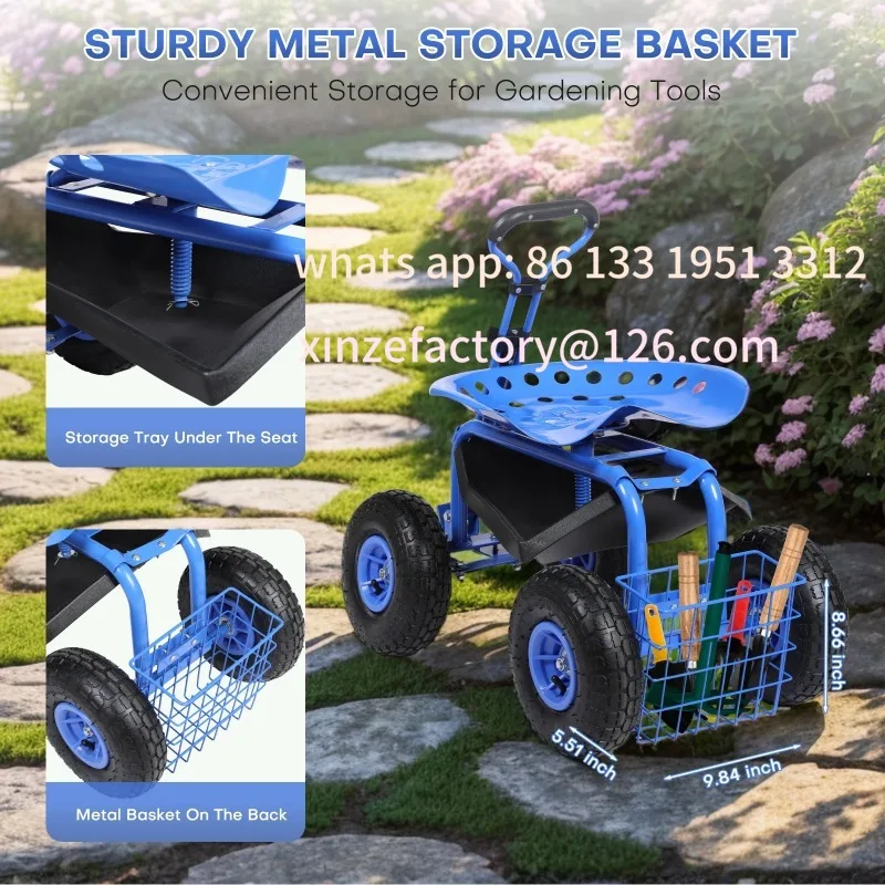 Customizable Roomark Rolling Garden Work Seat w/ Wheels, Garden Planting Stool 360° Swivel Seat Garden Scooter w/ Steering Handl
Customizable Roomark Rolling Garden Work Seat w/ Wheels, Garden Planting Stool 360° Swivel Seat Garden Scooter w/ Steering Handl