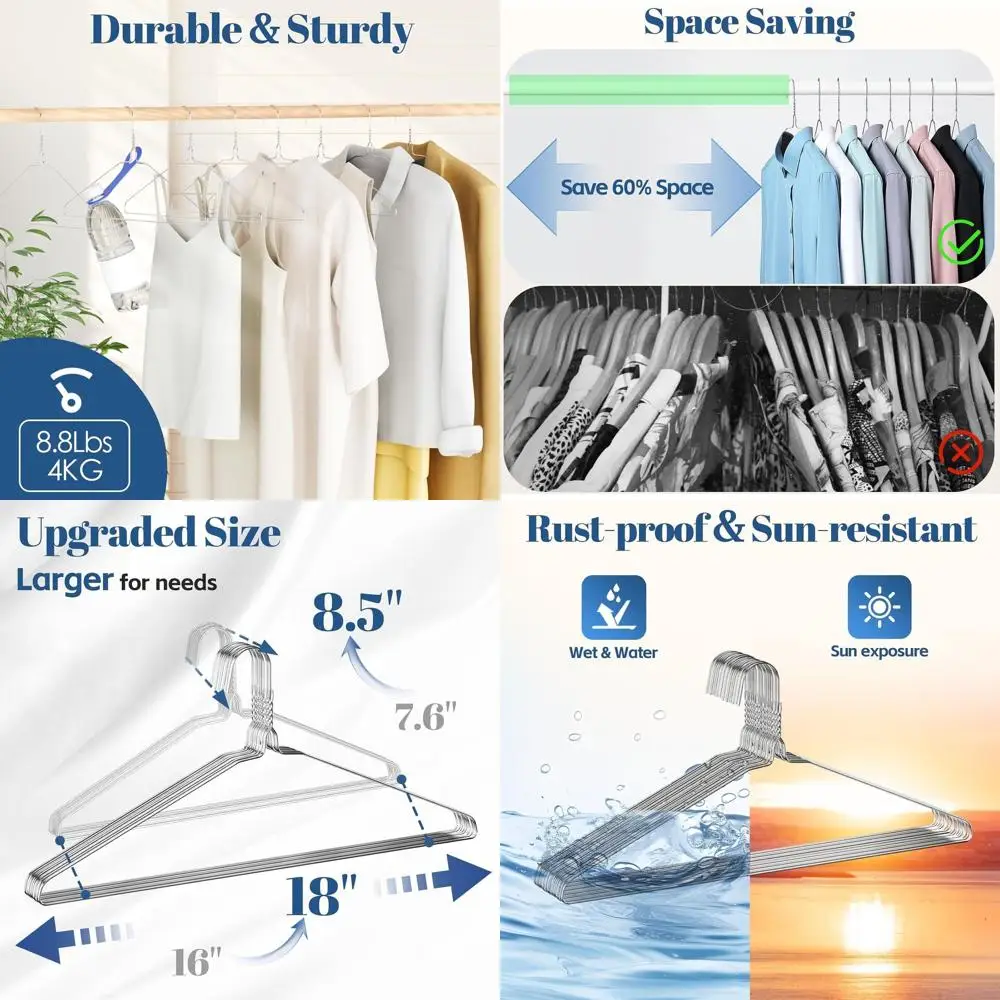200 Pack 18 Inch Heavy Duty Metal Hangers for Large Clothing, Non-Slip, Space Saving, Silver Tone
200 Pack 18 Inch Heavy Duty Metal Hangers for Large Clothing, Non-Slip, Space Saving, Silver Tone