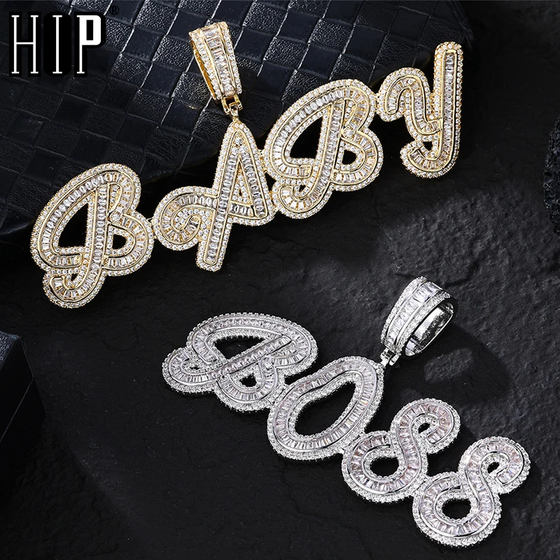 Hip Hop Baguettes Cursive Brush CZ Custom Name Necklaces Cubic Zirconia For Men Women Jewelry With Solid Back
Hip Hop Baguettes Cursive Brush CZ Custom Name Necklaces Cubic Zirconia For Men Women Jewelry With Solid Back