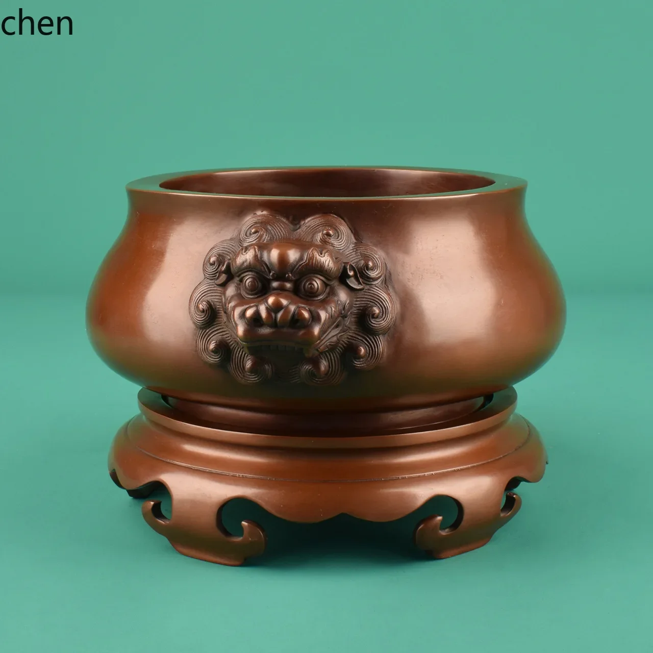 X5-15 copper lion head incense burner with base - home, tea room, entryway, and office decoration - auspicious ornament
X5-15 copper lion head incense burner with base - home, tea room, entryway, and office decoration - auspicious ornament
