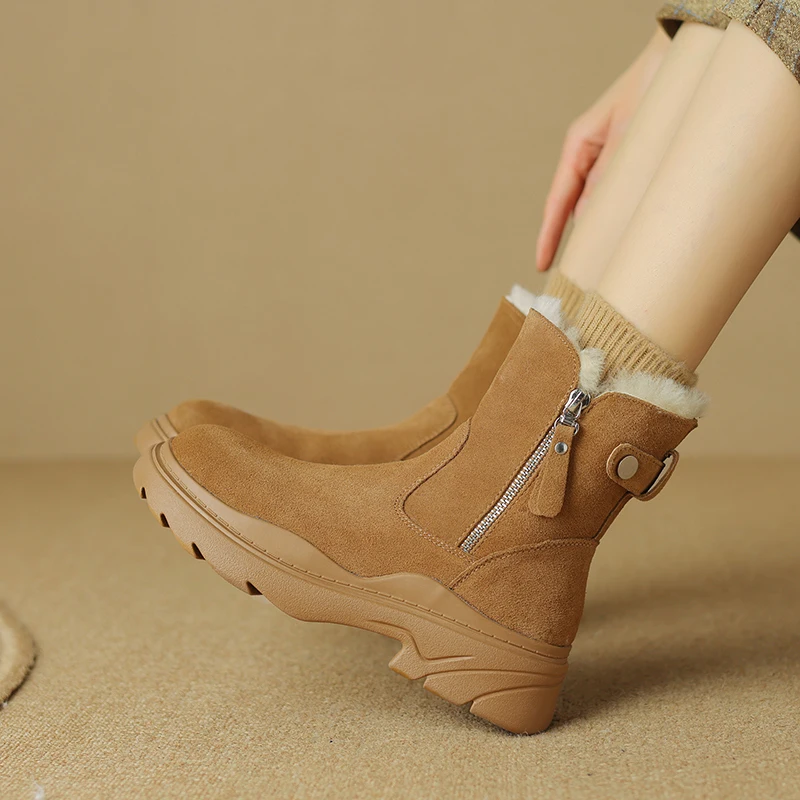 Winter Snow Boots Women Motorcycle Ankle Boots Ladies Chunky Heels Cow Suede Thick Bottom Zip Warm Plush Furry Female Shoes
Winter Snow Boots Women Motorcycle Ankle Boots Ladies Chunky Heels Cow Suede Thick Bottom Zip Warm Plush Furry Female Shoes