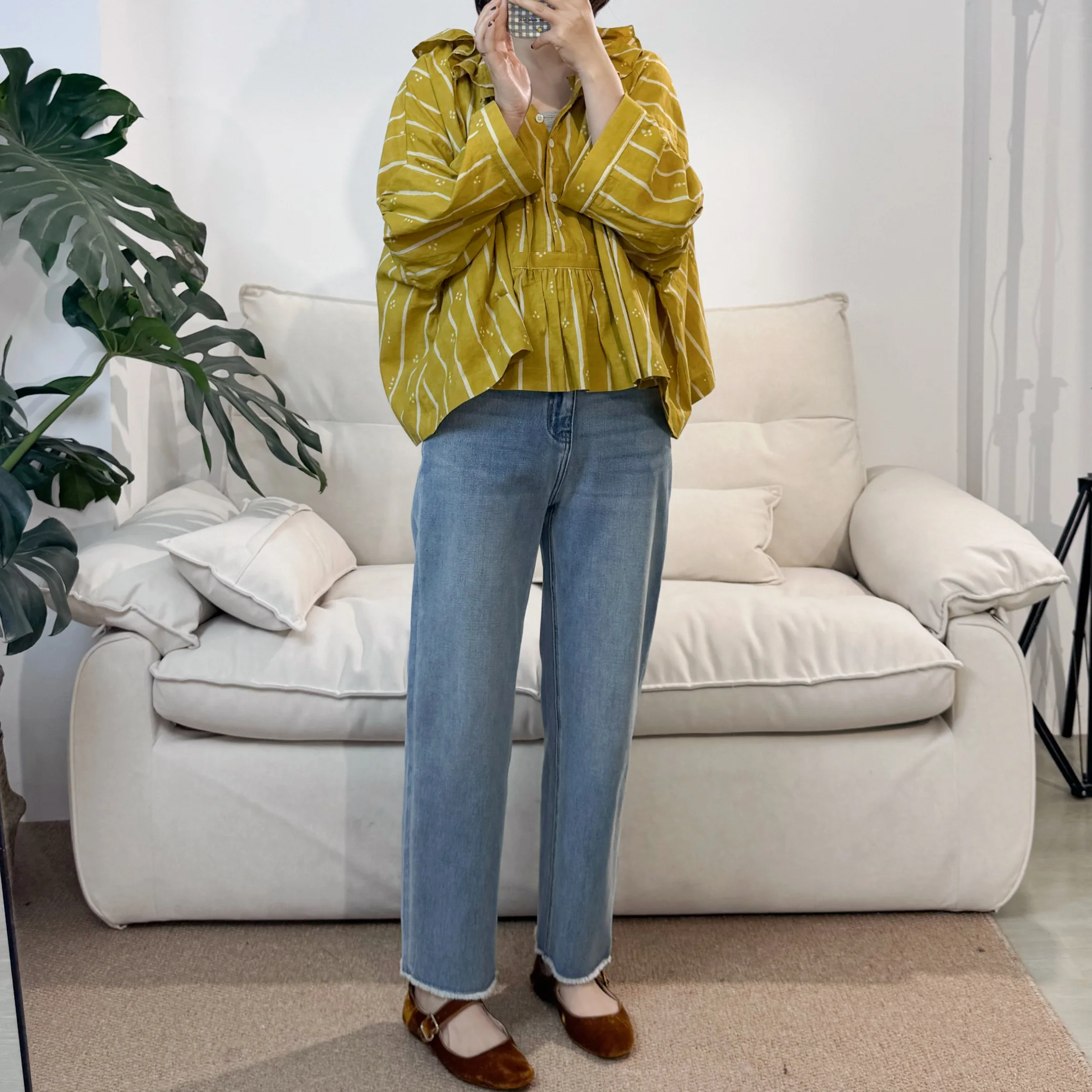 Свободная повседневная полосатая хлопковая рубашка для женщин: дышащая, комфортная, весна-лето, новинка, из чистого хлопка, с длинным рукавом, на пуговицах
Свободная повседневная полосатая хлопковая рубашка для женщин: дышащая, комфортная, весна-лето, новинка, из чистого хлопка, с длинным рукавом, на пуговицах