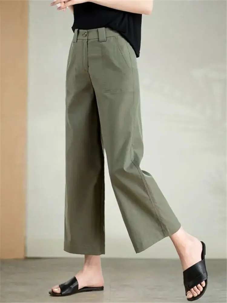 High Waist Cotton Wide Leg Pants Casual Nine Points Loose Slimming Small Size Straight Cut Women's Pants Trendy Summer
High Waist Cotton Wide Leg Pants Casual Nine Points Loose Slimming Small Size Straight Cut Women's Pants Trendy Summer